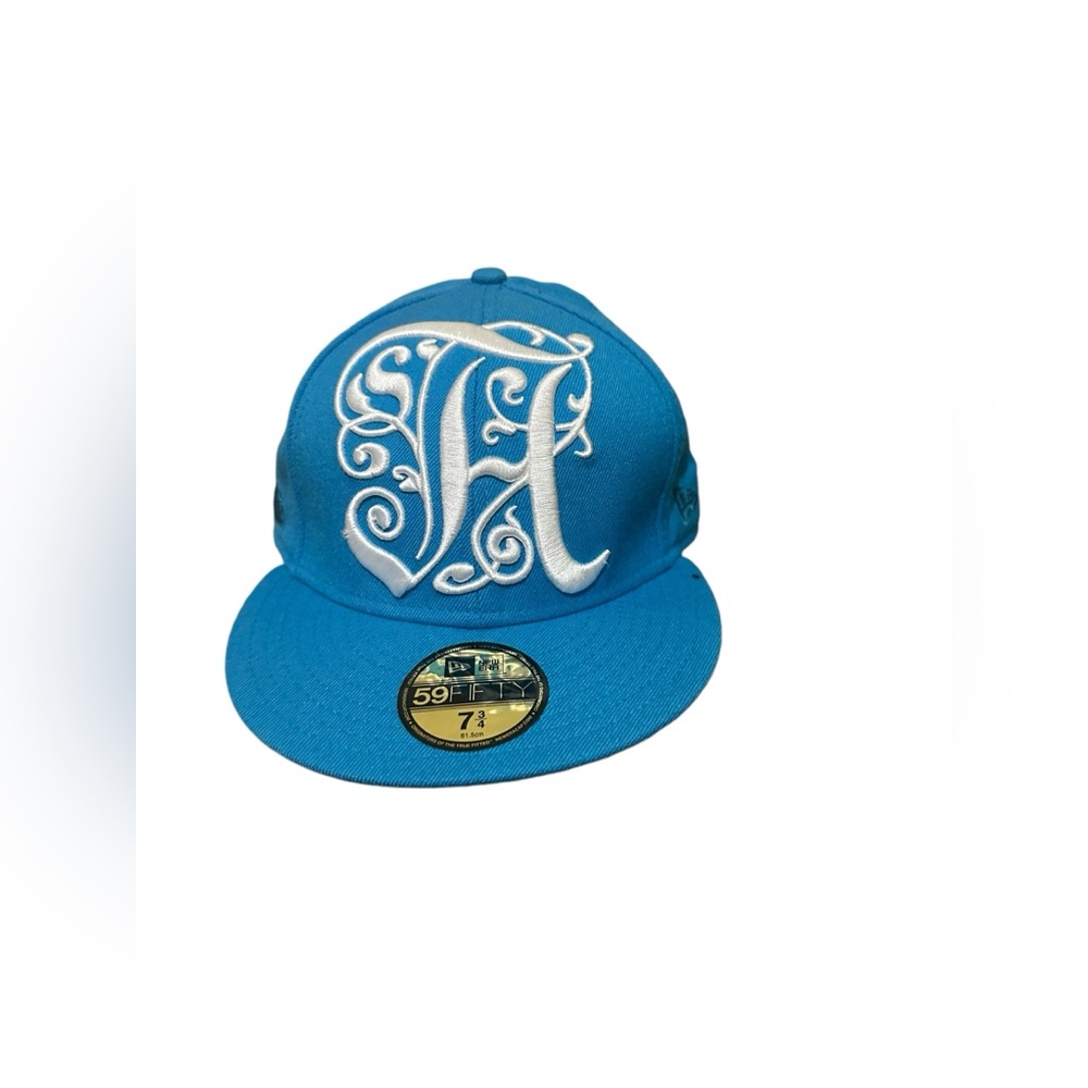ALIFE‎ Fitted Felt Applique Hat 7 3/4 baby blue New Era RARE Vintage Cap